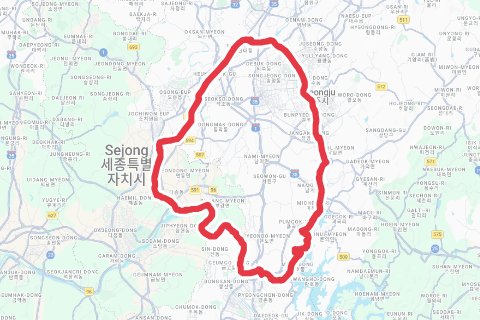 청주 문암 -> 합강 -> 대청 -> 문암 자전거 코스 지도