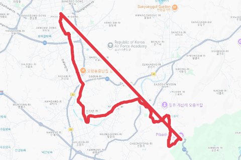 청주 장평교 , 피반령 코스 자전거 코스 지도