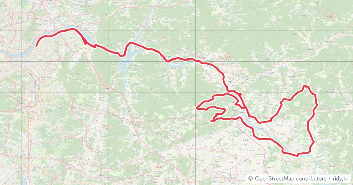 서울(광나루) to 여주4고개(범실고개, 장화치고개, 전양고개, 얼치고개) 왕복 213km 자전거 코스 지도