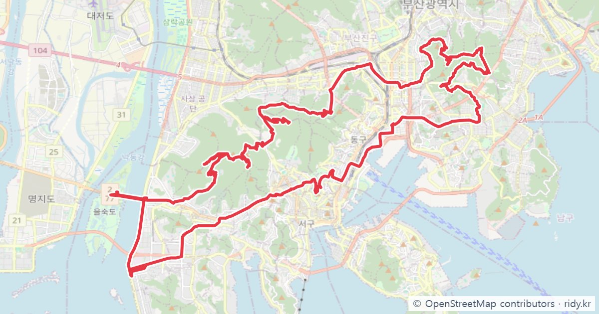 부산6산+ 부네치아라이딩 자전거 코스 지도