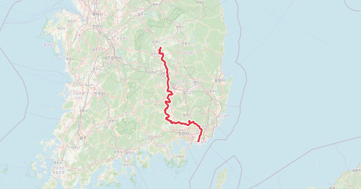 국토종주 낙동강자전거길 GPX (상주 상풍교~낙동강하구둑) 자전거 코스 지도